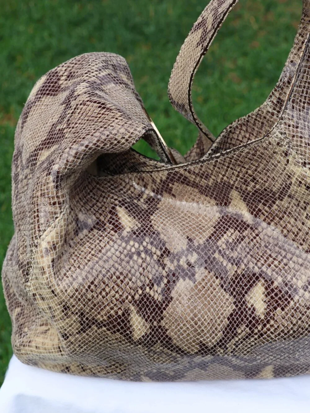Michael Kors Brown, Tan & Gray Python-Print Hobo Bag